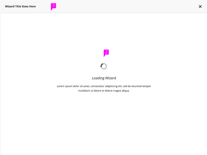 Wizard showing a loading screen