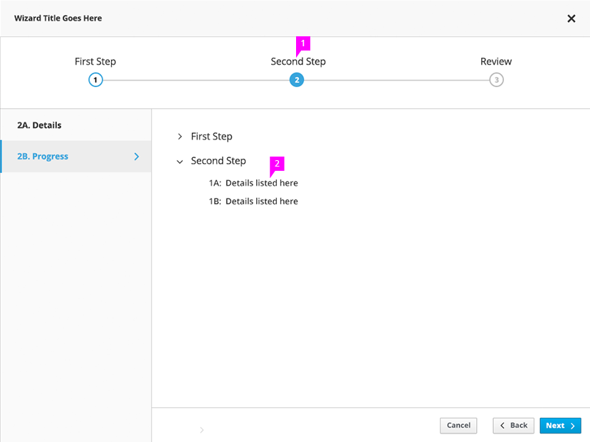 Wizard showing step two