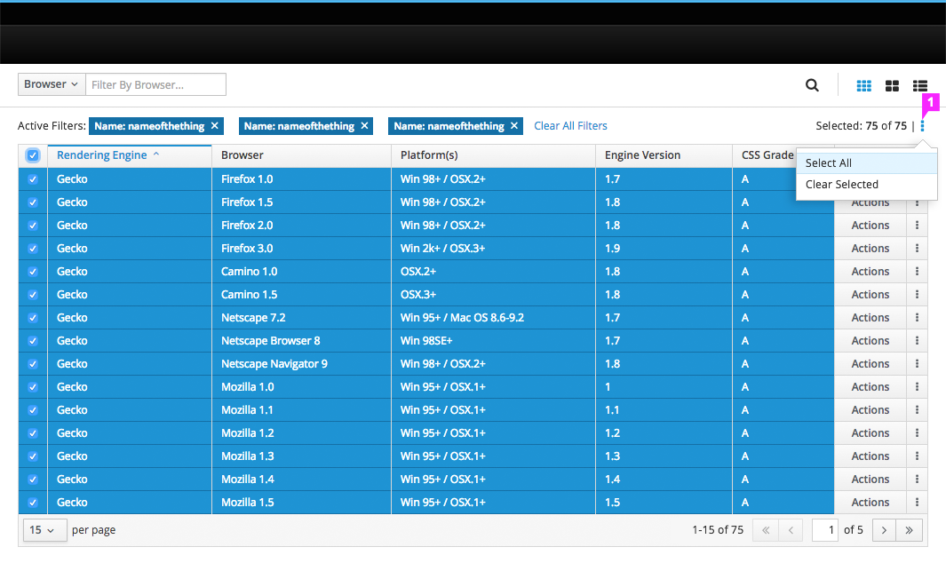 Pagination Select 5